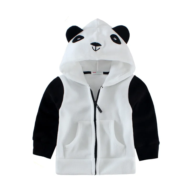 Black White Panda Mudkingdom/пальто с капюшоном с изображением животных для маленьких мальчиков и девочек; яркие Зимние флисовые пальто - Цвет: Black White Panda