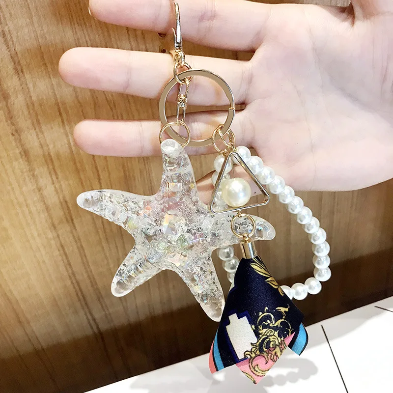 Горячая прозрачная Хрустальная Морская звезда автомобильные брелки Сумка с