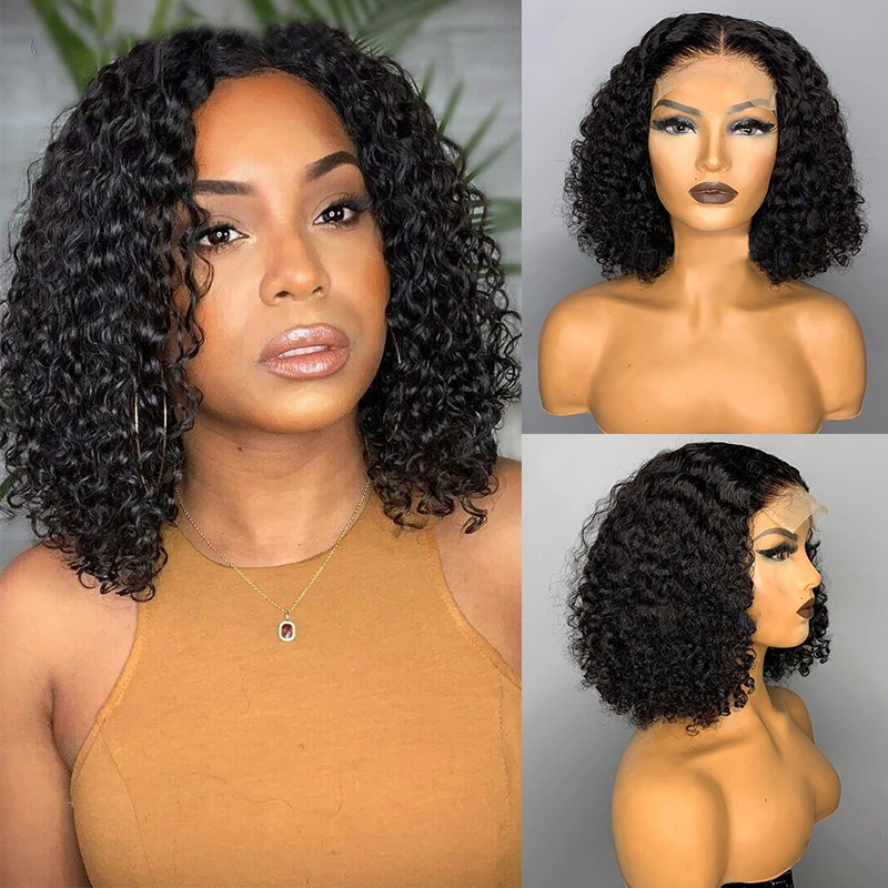 

Kinky Curly Hair Wigs Natural Part Lace Front Wig Synthetic Hair Women Wigs Curly Short Bob Wig Daily Wear