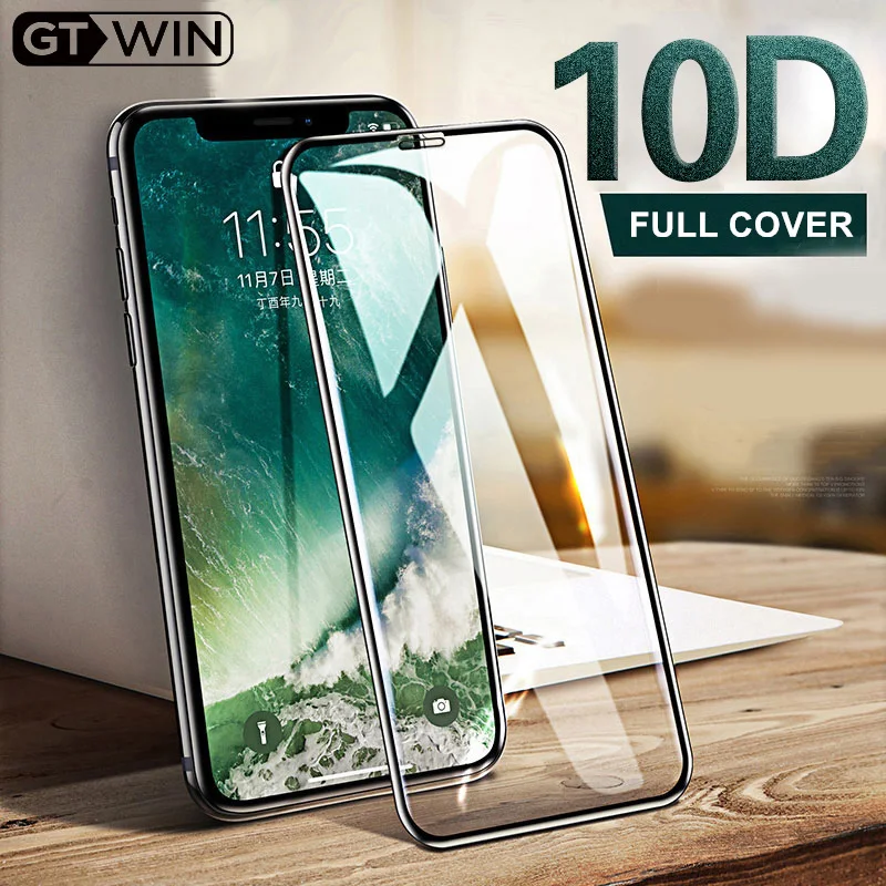GTWIN Новое 10D полное защитное закаленное стекло для iphone 7 6 6s 8 Plus XS Max XR X экрана