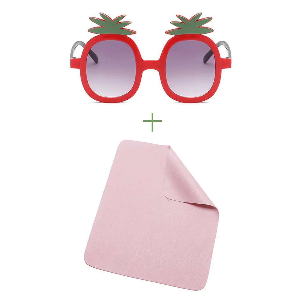 Glasses and cloth Ананасовые очки, детские солнцезащитные очки, милые детские солнцезащитные очки, UV 400, поляризационные, безопасный подарок, Прямая поставка - Цвет линз: Glasses and cloth