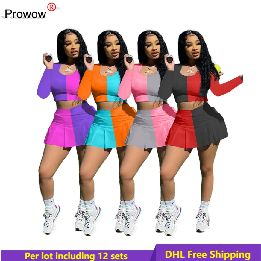 

Костюм женский из коротких топов и юбки, с длинным рукавом