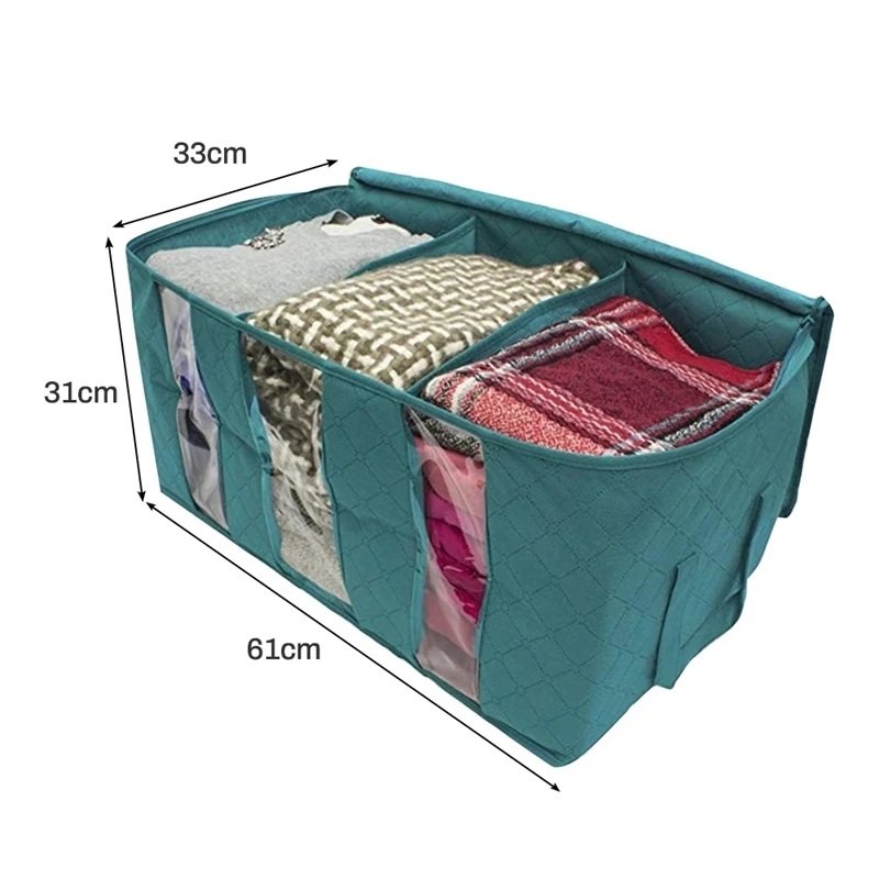 

2Pcs Clothing Organizer Storage Bag Folding Non Woven Clear Window Clothes Blanket Quilt Closet Organizer Boxes