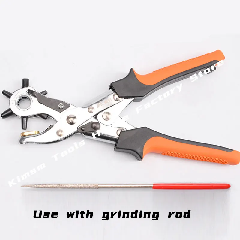 

Punch Plier For Leather Belt Round Hole Oval Hole Puncher Diy Multifunction Punching Pliers On Leather Plastic With Grinding Rod