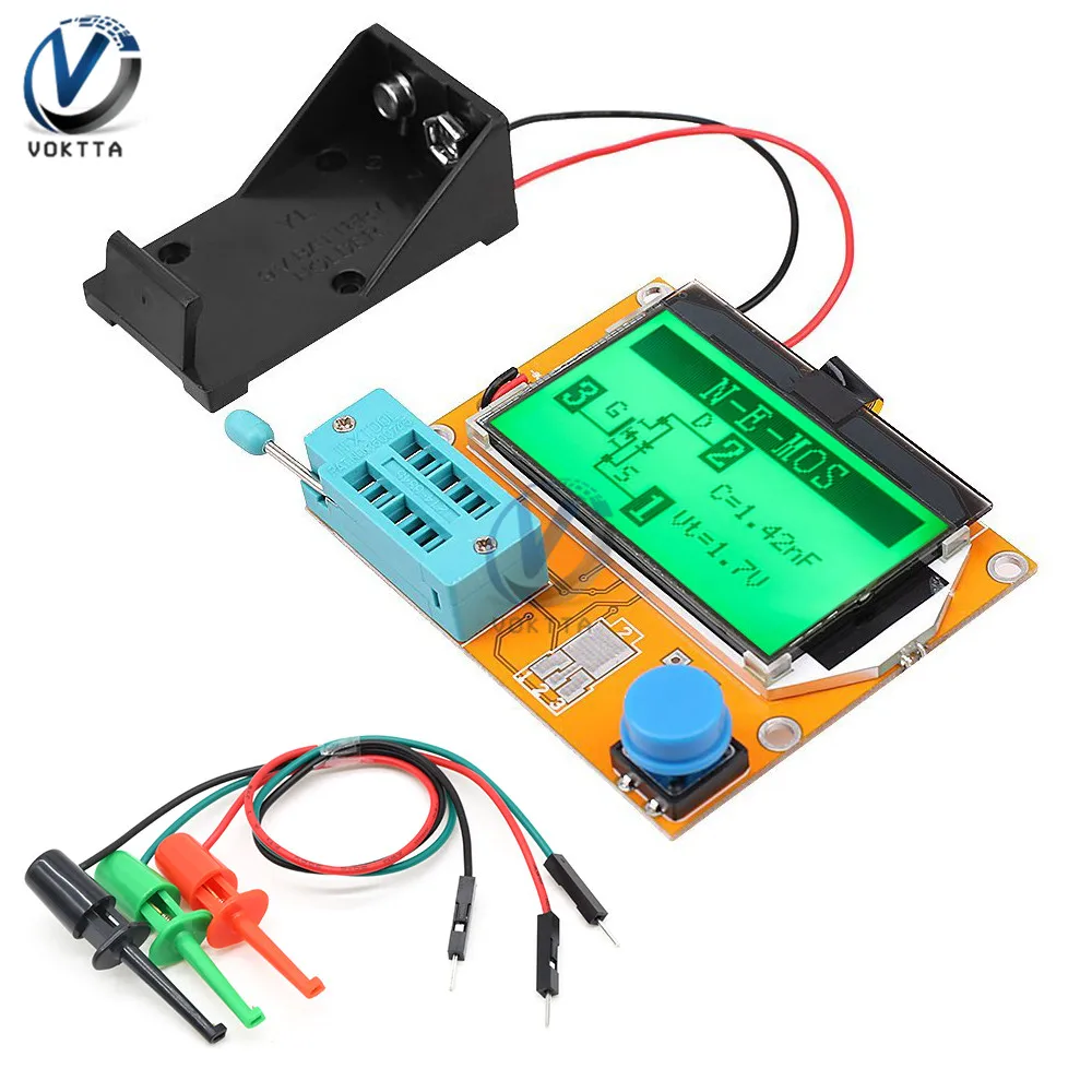 LCR T4 Mega328 цифровой тестер транзисторов диодный Триод Емкость метр 12864 9 в ЖК экран