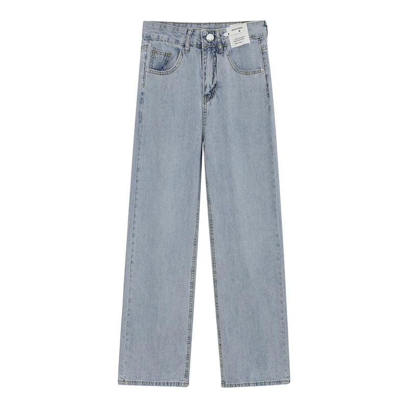 

High Waist Jeans Women's Pants Skinny Pant Straight Baggy Wide Legged Woman Fashion Zipper One Button Clothing