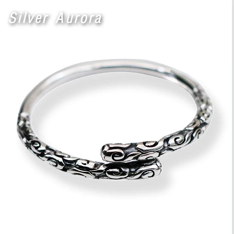 Настоящее одноцветное 925 пробы Серебряный регулируемый 4 мм Винтаж Будда