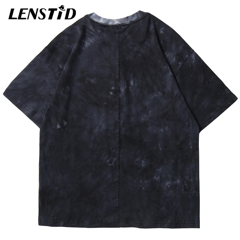 LENSTID 2020 хип-хоп Футболка с принтом Tie Dye Мужская Уличная диких лошадей Harajuku летняя