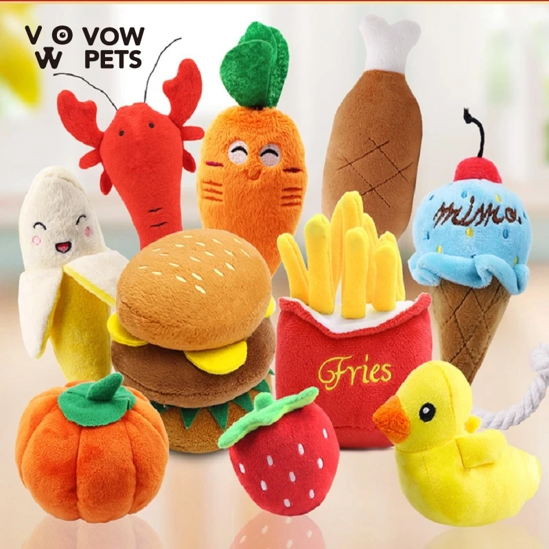 

Plush Dog French Bulldog Bite Resistance Rope Toys Fruit Animal Cartoon Cat Pet Products VOW Pets 2021 New
