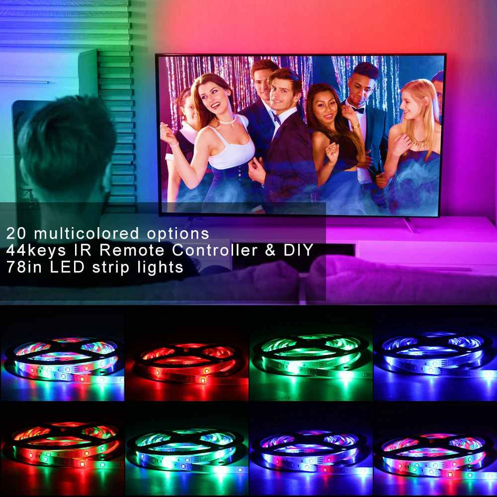 5/10/15/20M WiFi Led Light Strip Waterproof SMD 3528 DC12V RGB String Diode With Remote And Adapter Plug For Room Decoration | Лампы и