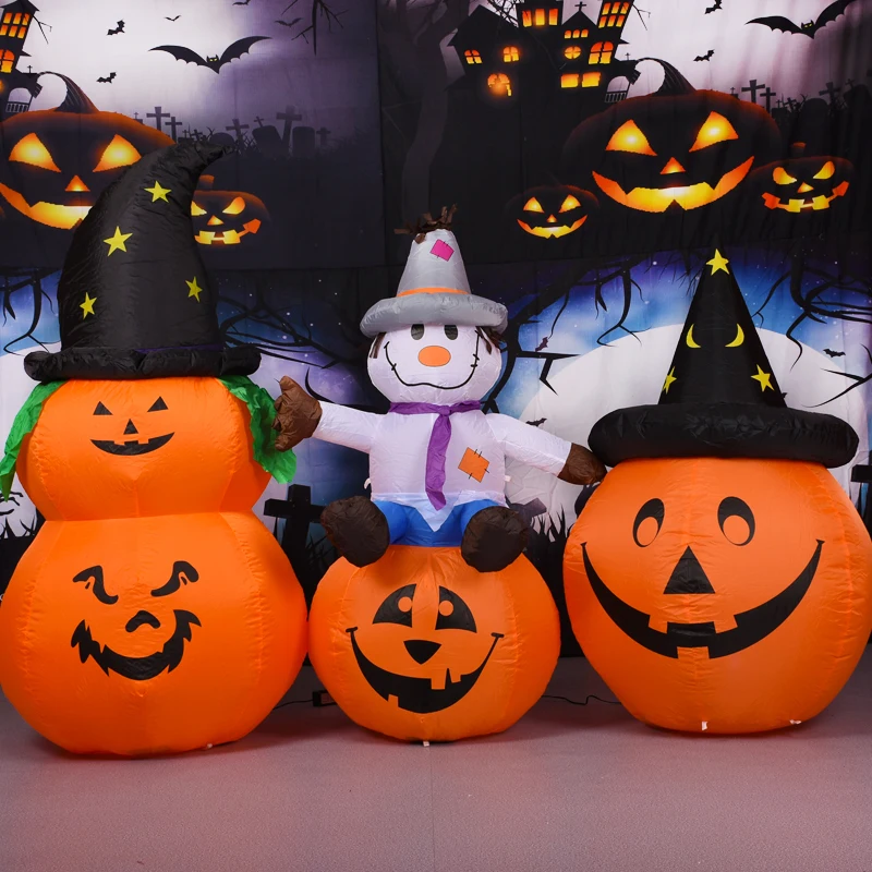

Halloween Christmas Decoration Pumpkin Inflatable Toy Home Decor LED Lantern Cartoon Witch Halloween Ghost House Tricky Props