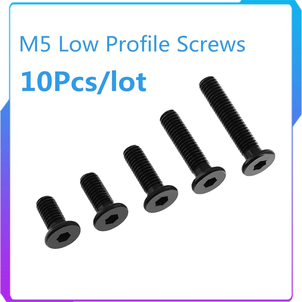 

10pcs/lot 3D Printer Parts M5 Low Profile Screws M5*8/10/12/15/20/25mm black color M5 Low Profile Screws for Engraving Machine