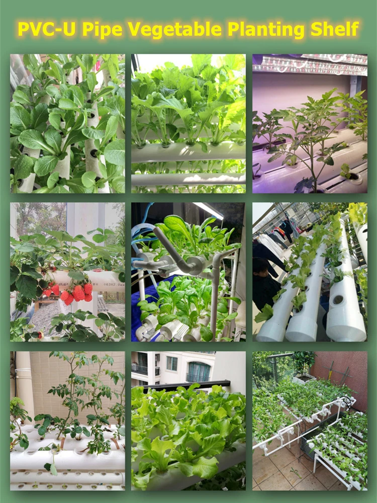 Hydroponic Vegetable Planting Machine Soilless Cultivation Equipment Household Balcony Indoor PVC Water Pipe Rack 4 Tube 36 Hole