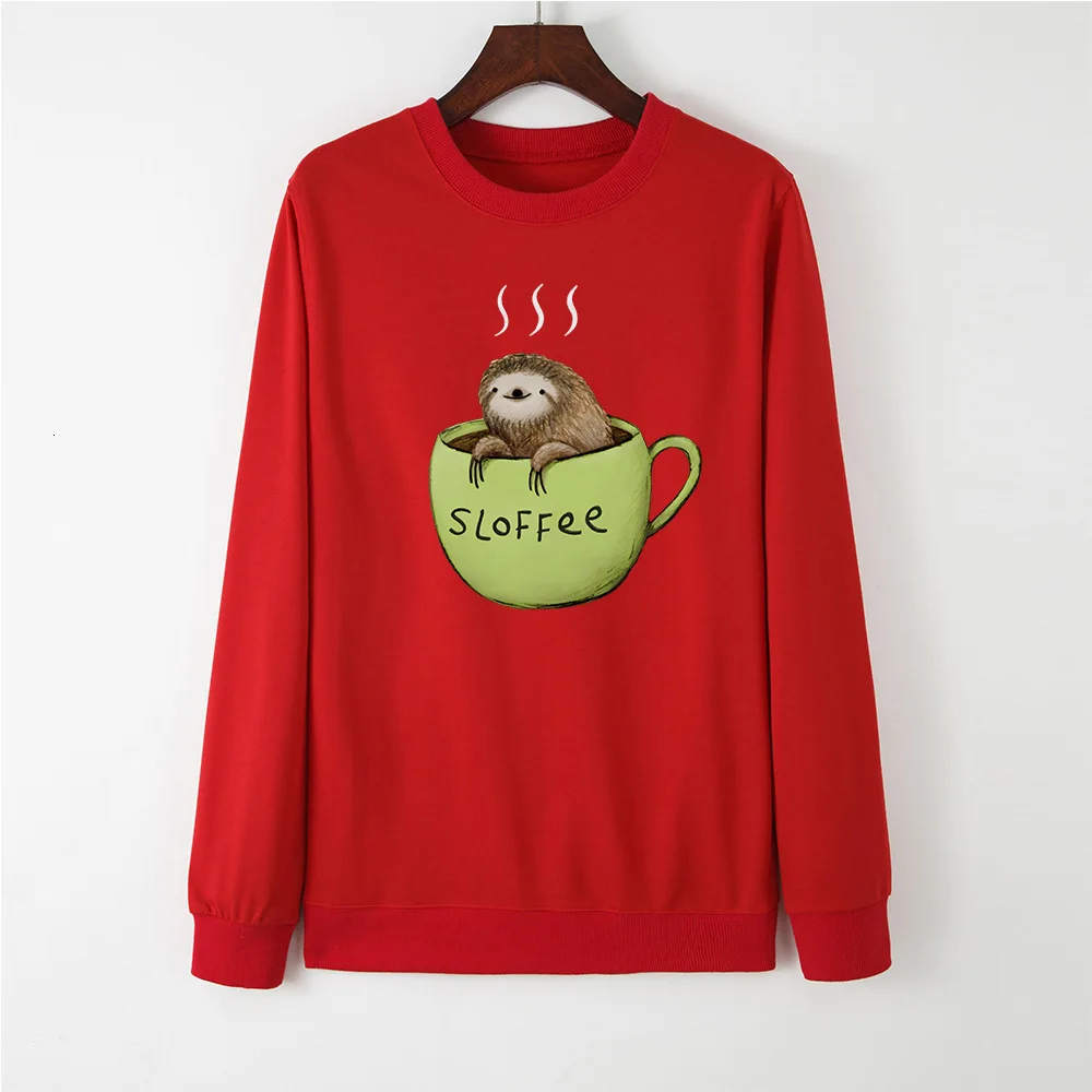 Костюм платье Ленивец Кофе круглый вырез с длинным рукавом толстовки Kpop Sudadera Mujer