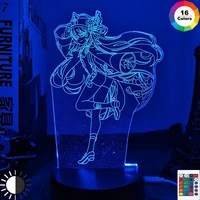 genshin impact 3d illusion lamp led night light hot game hu tao fans kids creative gifts table decor lamps flash for room