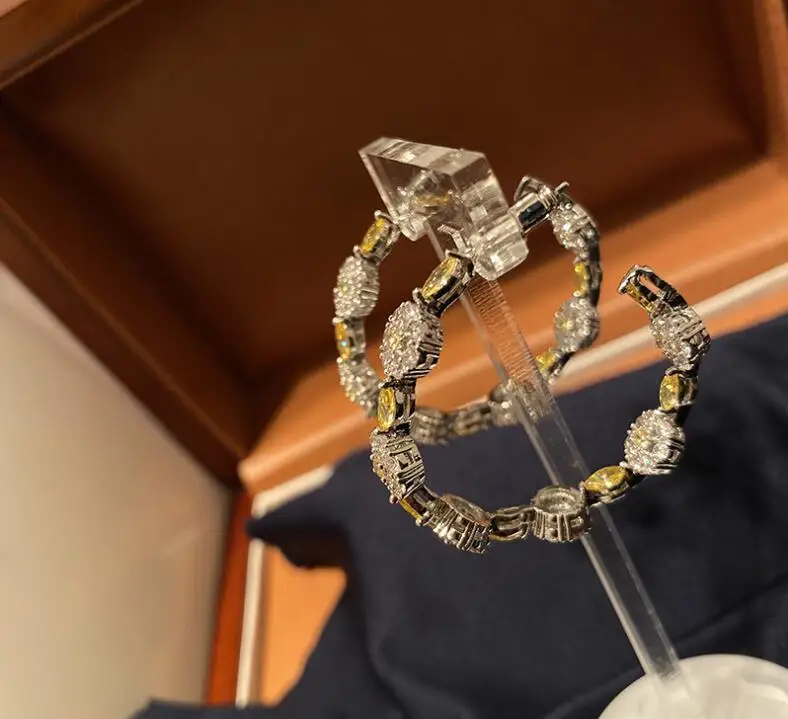 women shiny rhinestone circle earrings temperament crystal circle earrings temperament retro chic ear accessories