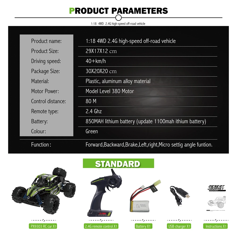 Радиоуправляемая машинка с 4WD светодиодным радиоуправлением внедорожные