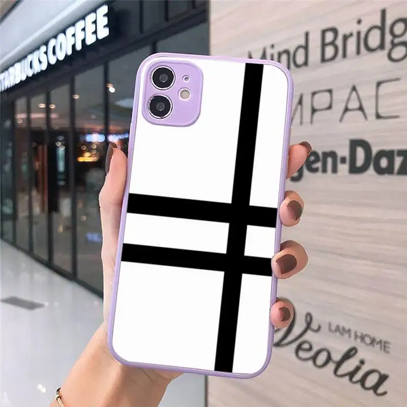 

Black and white checked cattle Phone Case Matte transparent For Purple iPhone 12 Mini 11 Pro XR XS Max 7 8 Plus X Back Cover