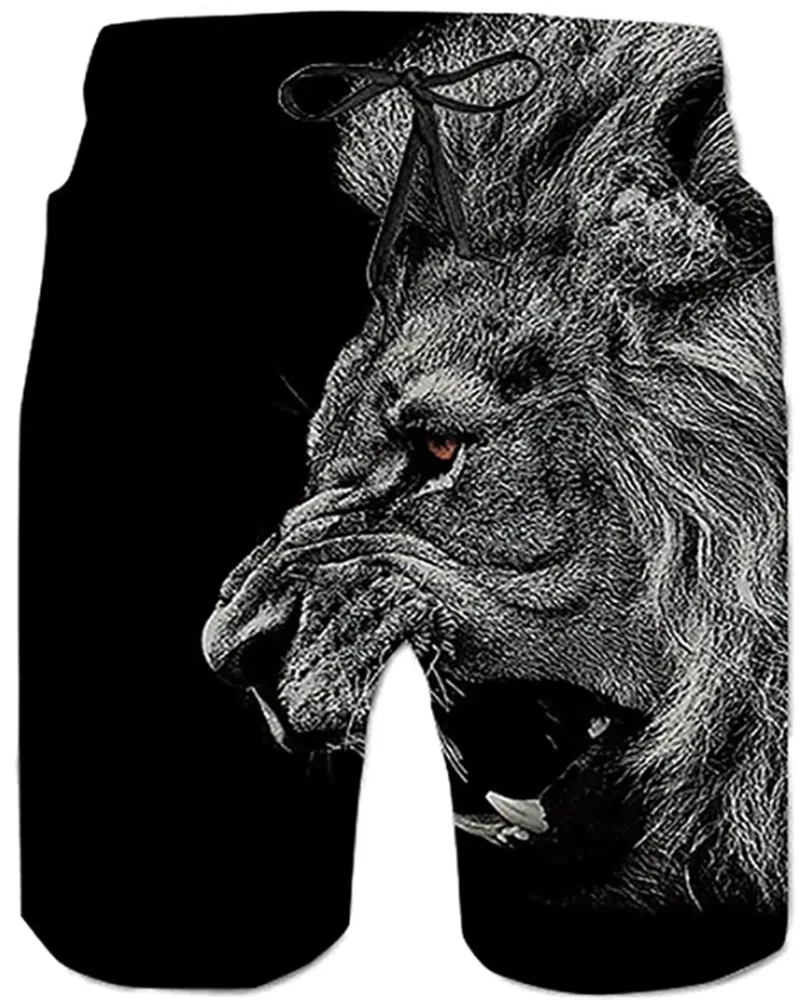 Модные шорты в виде льва и животных повседневный купальный костюм для мужчин