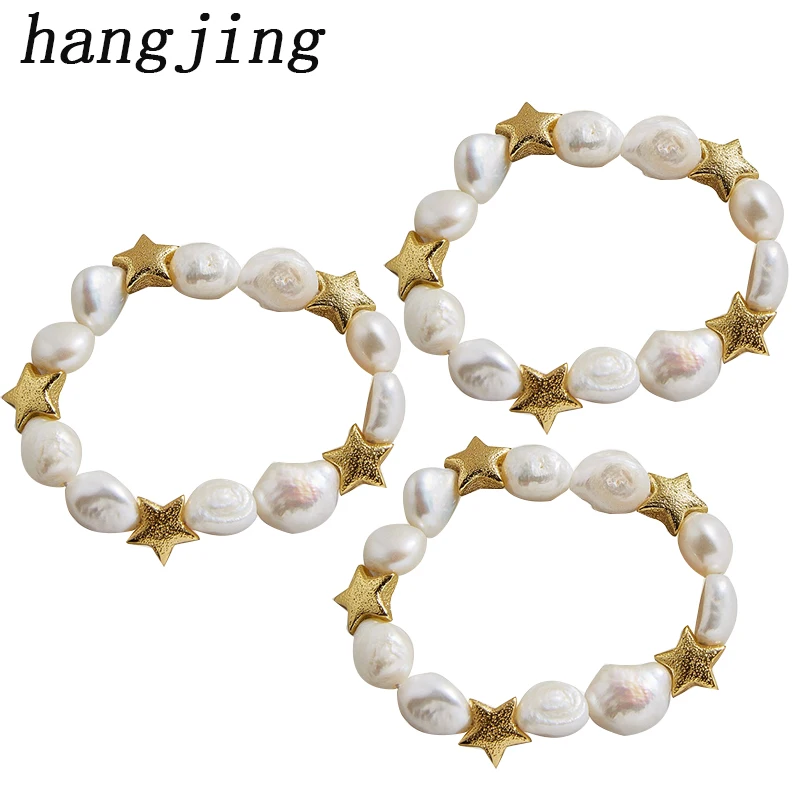 Фото HanJing, модные, милые, дизайнерские, Новое поступление, очаровательные, любовные, женские, 18 k, золотые, натуральные, пресные, жемчужные браслеты... №2