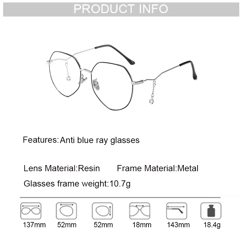 

Blue Light Blocking Computer Goggles Glasses UV Anti-Radiation Anti-blue Alloy Frame Irregular Spectacle Eyewears Men Women
