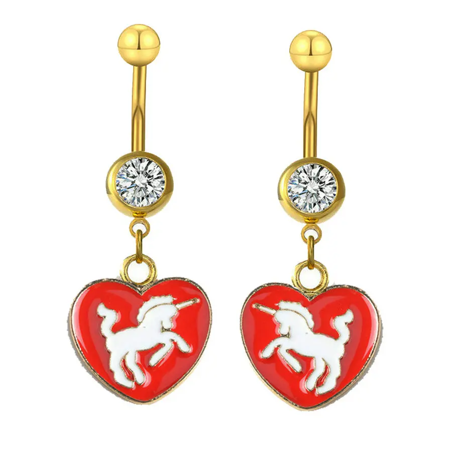 Кольца на пупок в виде белого единорога из нержавеющей стали ювелирные украшения