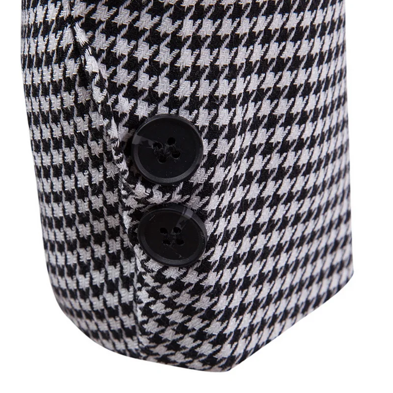 

NIBESSER Casual Plaid Print Men Blazer Fashion Long Sleeve Wedding Dress Coat Autumn White Social Business Mens Blazer Jacket