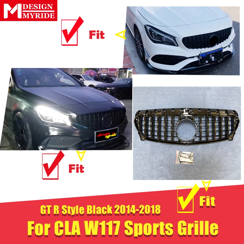 CLA Class W117 GT R СТИЛЬ передняя решетка ABS черный глянец CLA200 CLA250 CLA300 CLA45 без знака