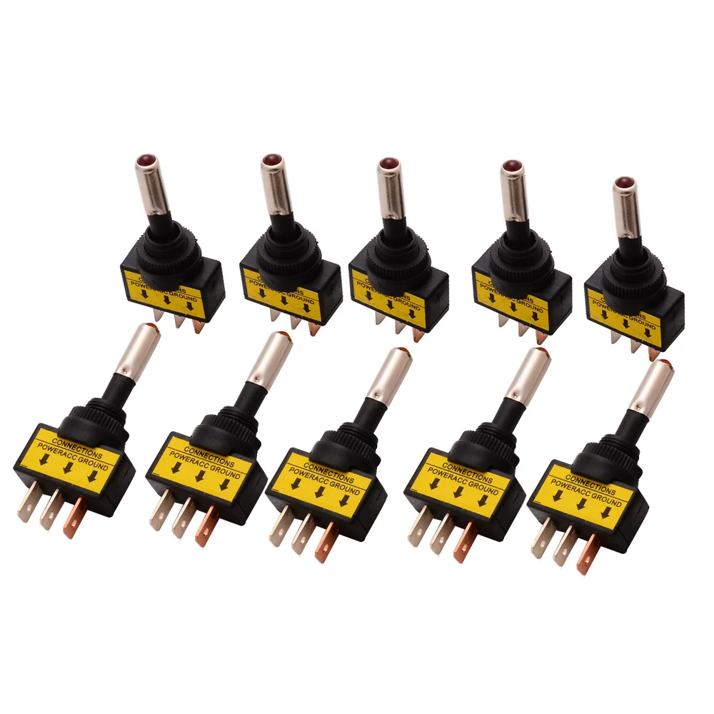10 шт 12V 20A автомобиль красный светодиодный светильник тумблер 3 Pin SPST