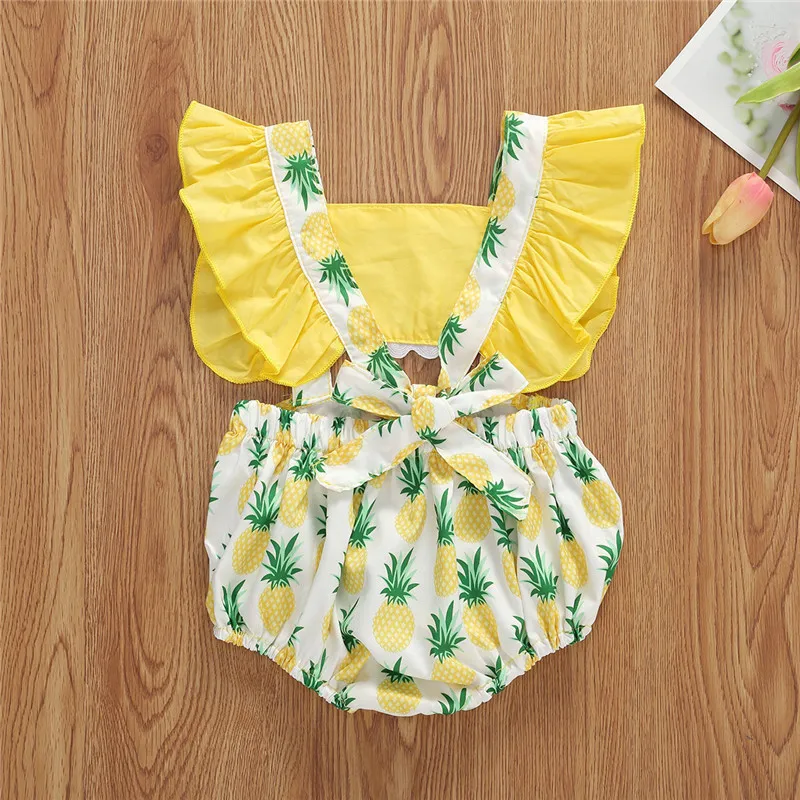 

Summer Newborn Kids Baby Girls Clothes Printed Jumpsuit Casual Ruffle Romper Sunsuit Outfits Set 0-24M