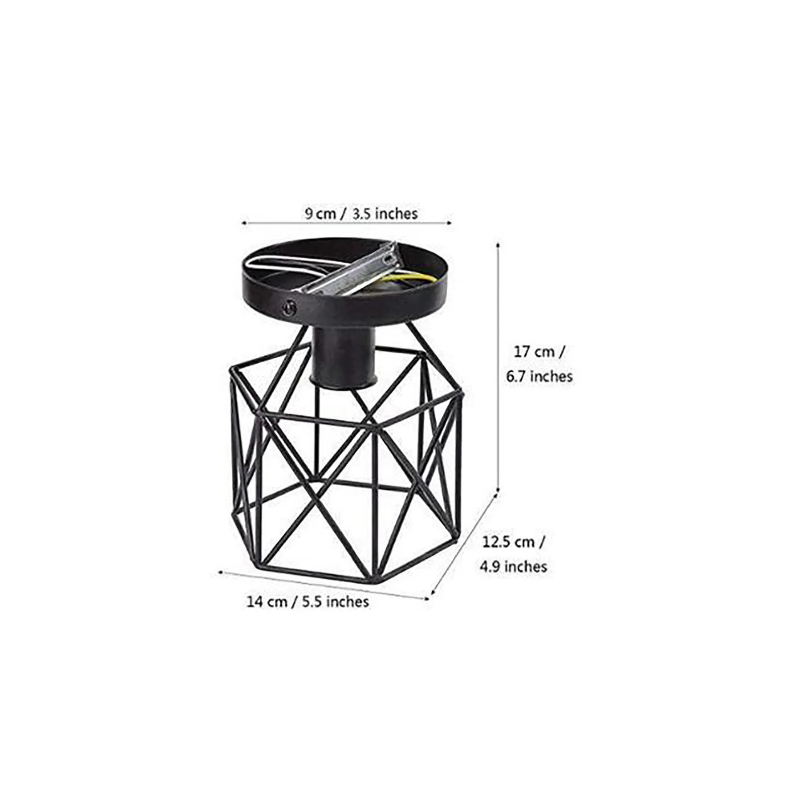 

Simple personality wrought iron industrial- wind ceiling lamp living room corridor modern semi-recessed sky lamp 14x12.5x17cm