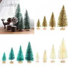 4 шт., 4 размера, Маленькая рождественская елка, декоративное украшение для стола, декоративные елки, новогодний декор, сине-белое золото