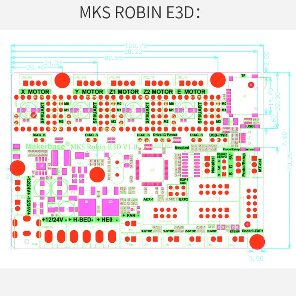 

Robin mks 32Bit 168Mhz F407 Control Board 3D Printer parts TFT screen USB Printer (Without driver chip)