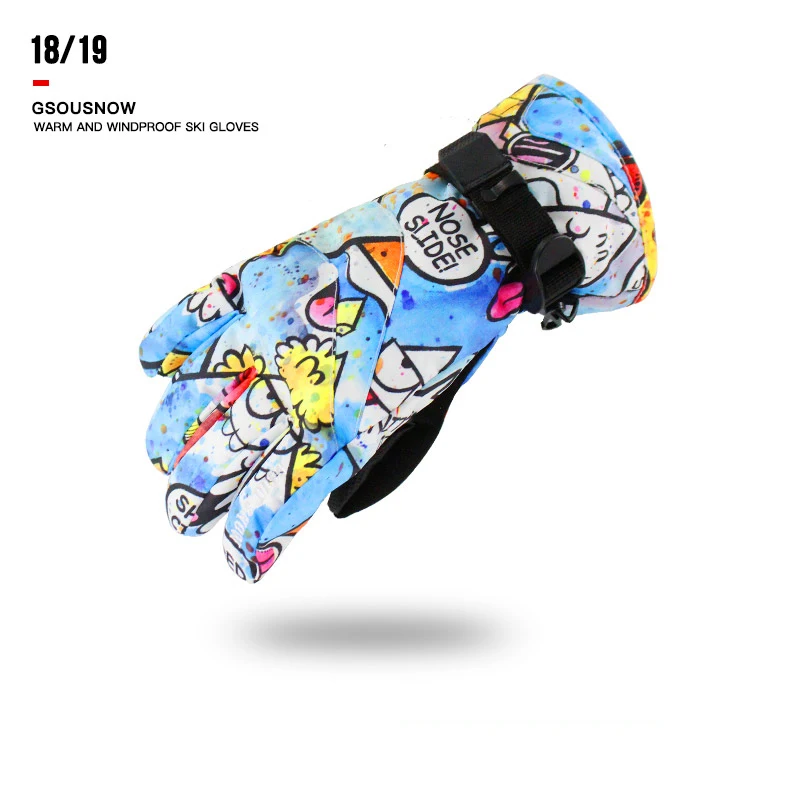 Детские зимние перчатки GSOU для катания на сноуборде мальчиков и девочек теплые