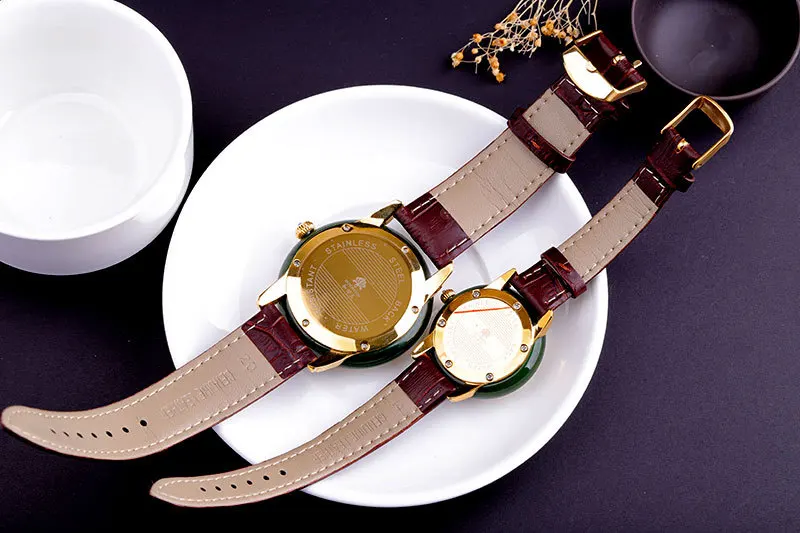 Мужские часы с натуральным нефритом горячая Распродажа из натуральной кожи