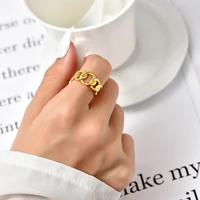 chandler fashion gold chain hollow out round jewelry design carving elegance openning adjustable wedding ring women