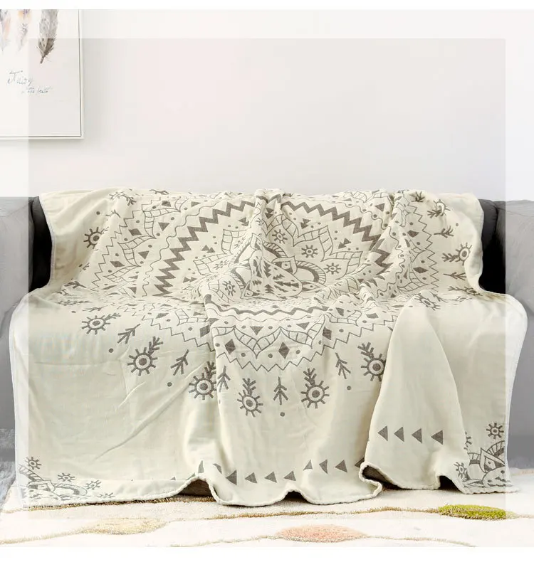 

Pure Cotton Bedding Room Soft blanket Home bedding Muslin Summer toweling coverlet Travel Breathable Chic Large Throw Blanket