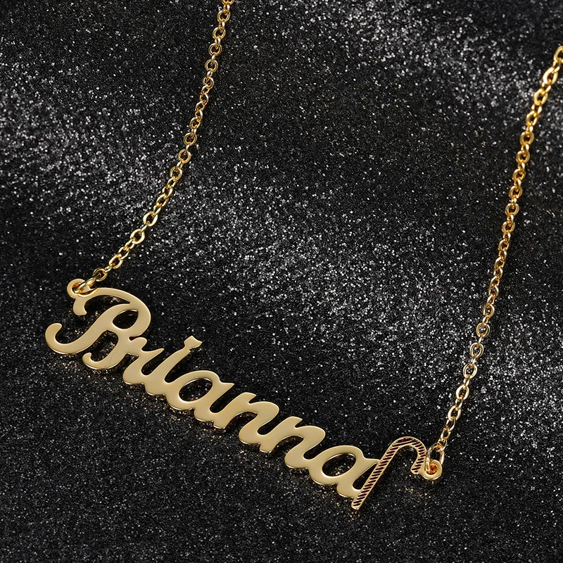 New Custom Personalized Name Necklace Stainless Steel Link Crutch Creativity Necklaces Collar Jewelry For Women Christmas Gift