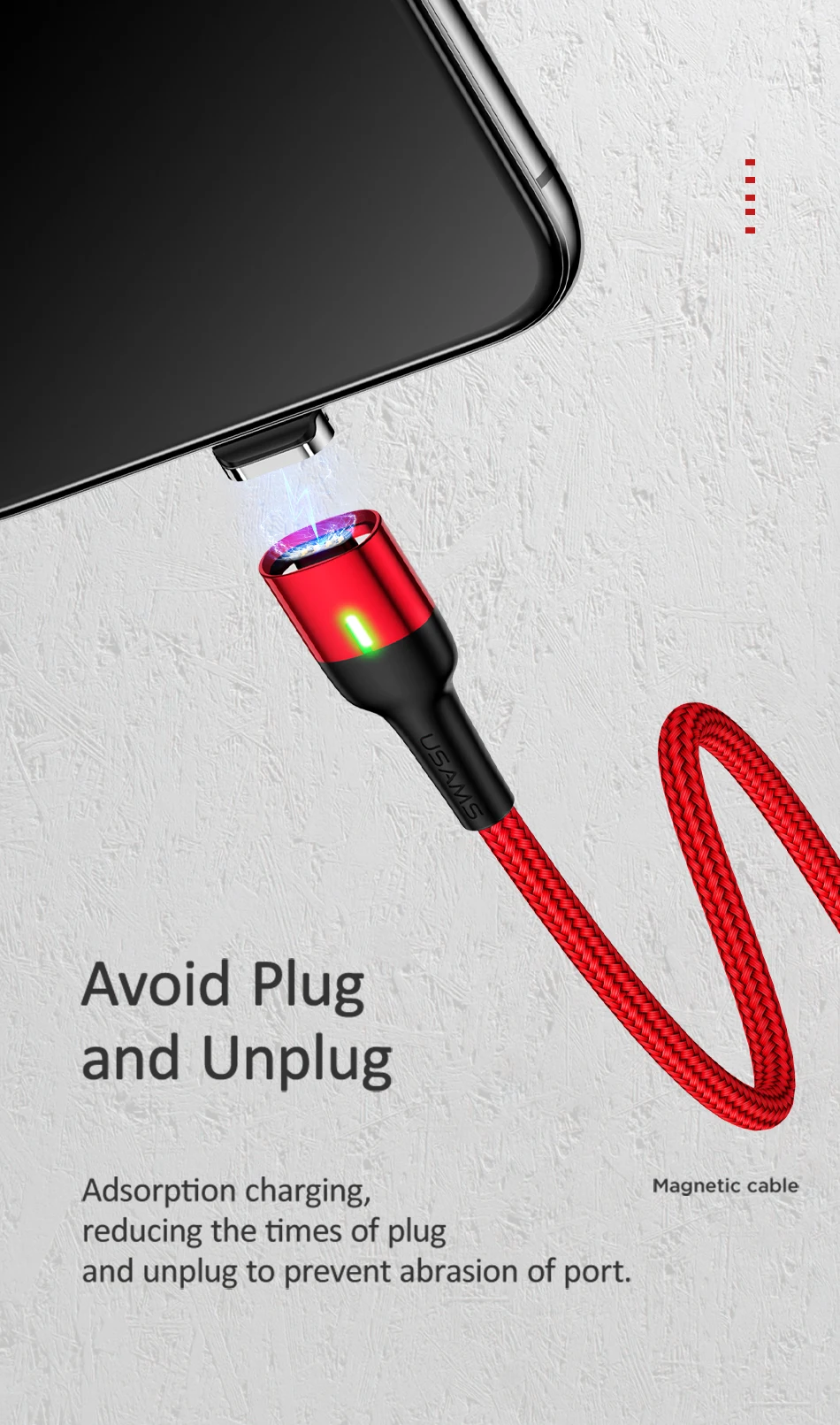 USAMS Магнитный кабель Micro usb type C 3A кабель для быстрой зарядки для iPhone магнитное зарядное устройство microusb Магнит USB C кабель для samsung
