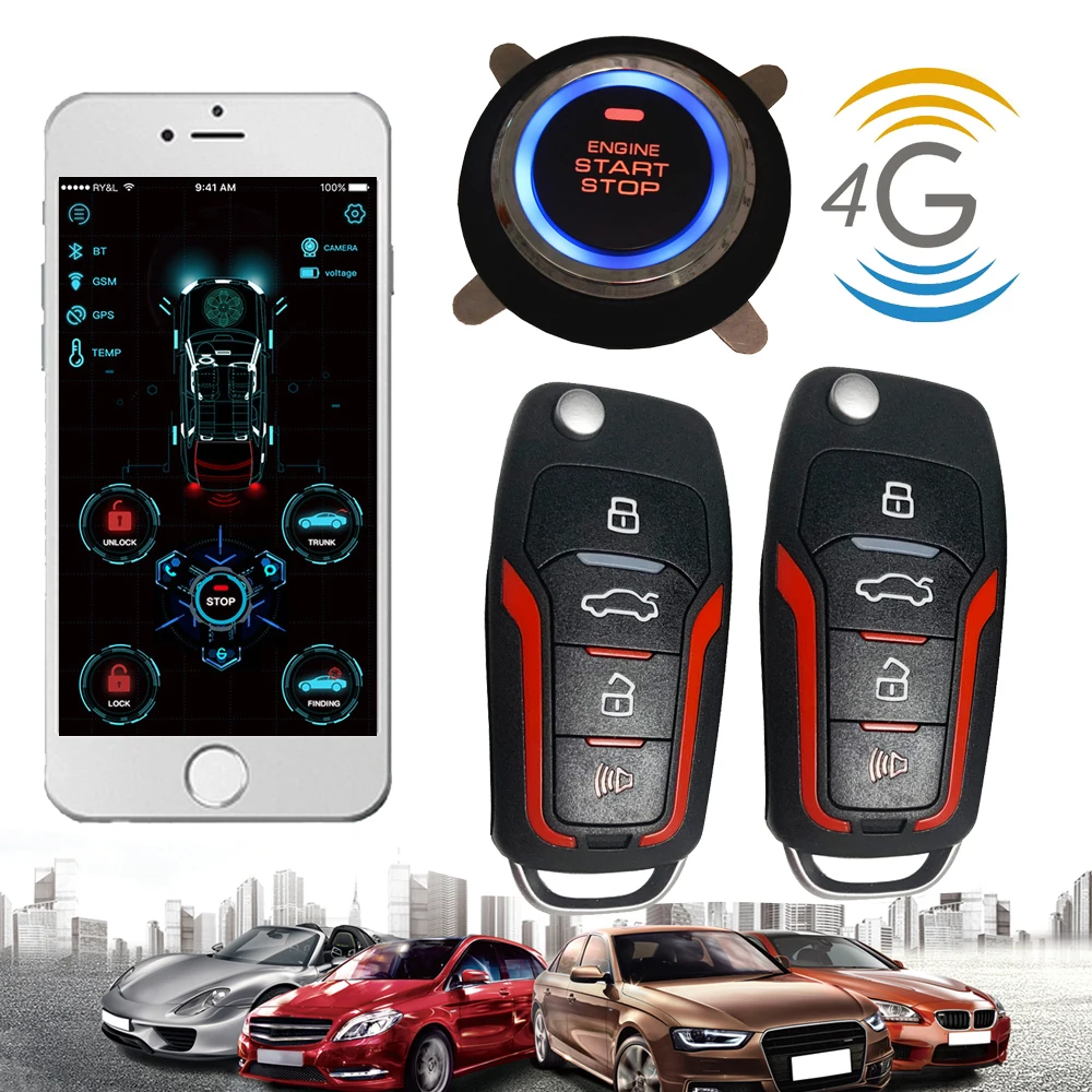 Cardot 4g gps Smart Pke БЕСКЛЮЧЕВОЙ вход удаленный стартер двигатель старт стоп Автосигнализация