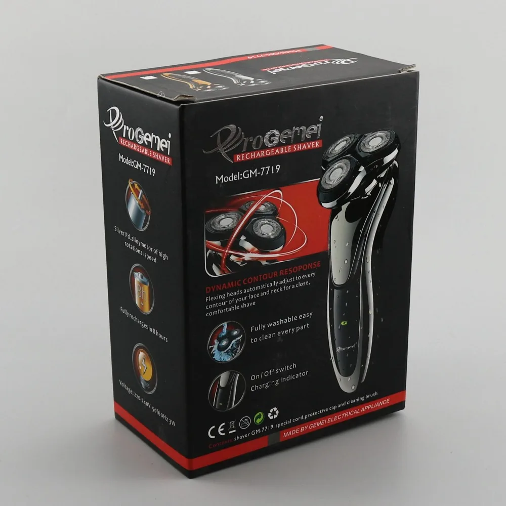 Вращающаяся профессиональная бритва перезаряжаемая моющаяся электрическая для