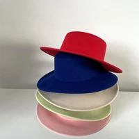 multicolor fedora hats for women autumn winter solid flat top top hat 100 wool cap female woolen felt hat windproof new 2021