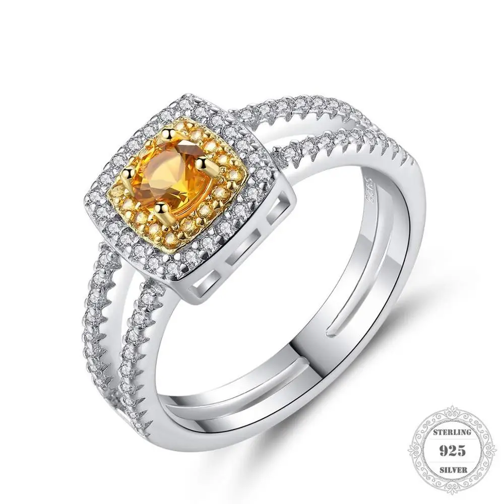 Кольцо из серебра 925 пробы с квадратным желтым драгоценным камнем подарок для