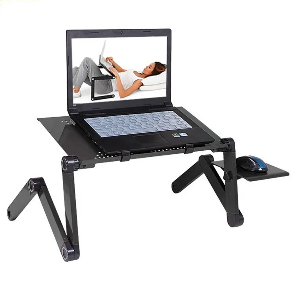 

Adjustable Aluminum Laptop Desk Ergonomic Portable TV Bed Lapdesk Tray PC Table Stand Notebook Table Desk Stand With Mouse Pad