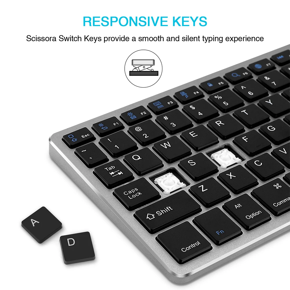 

E19 Bluetooth Keyboard Rechargeable Portable Ultra-thin Full Size Design Wireless Keyboard for Laptop Desktop PC Tablet