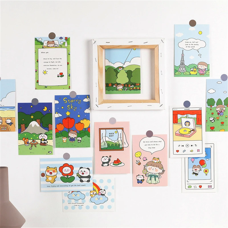 

15pcs Cute Kids Dream Decorative Cards DIY Girl Boy Room Greeting Paper Postcard Album Photo Props Wall Sticker Stationery Gift