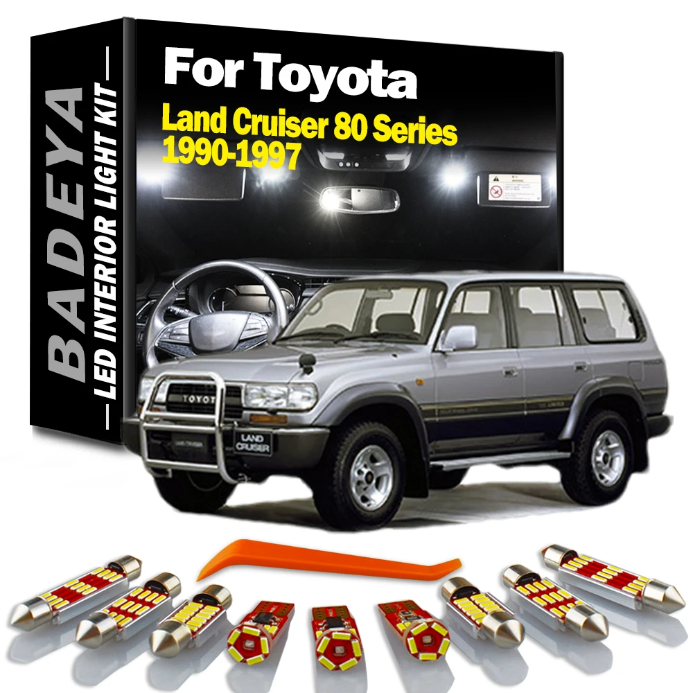 BADEYA-Kit de luces LED para Interior de coche, bombillas para Toyota Land Cruiser 80 Series 1990, 1991, 1992, 1993, 1994, 1995, 1996, 1997, 16X Canbus