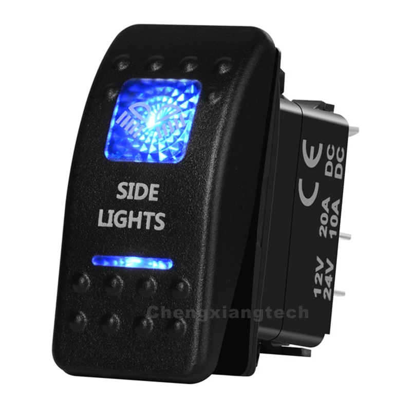 

Car Boat 12V 24V Blue Led SIDE LIGHTS 5 Pins ON/OFF SPST Rocker Switch for ARB Carling NARVA style Replacement Marine Grade
