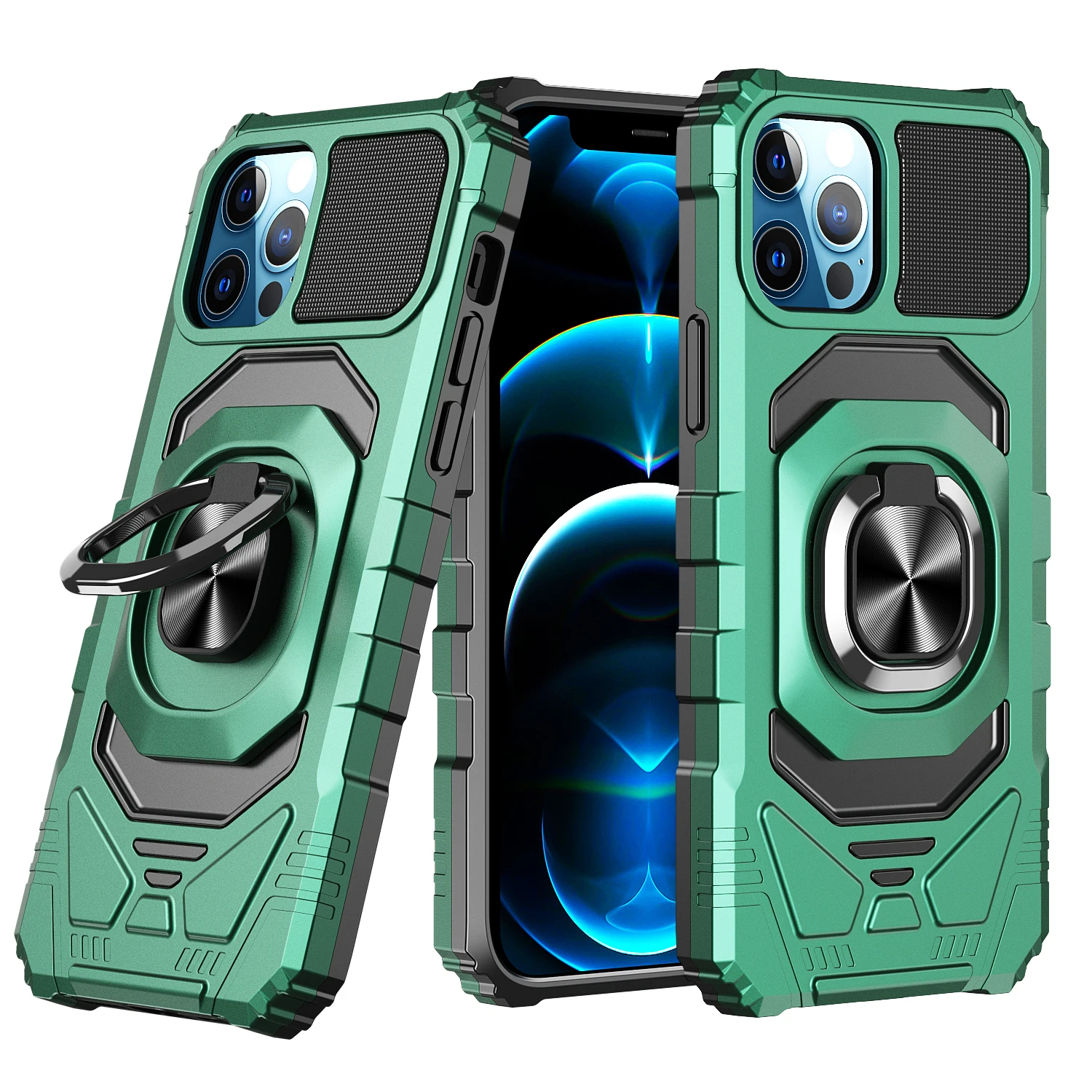 

Shockproof Protection Armor Magnetic Ring Bracket Phone Case For iPhone SE 2020 6 6S 7 8 Plus XS 11 12 13 Mini Pro Max X XR Case