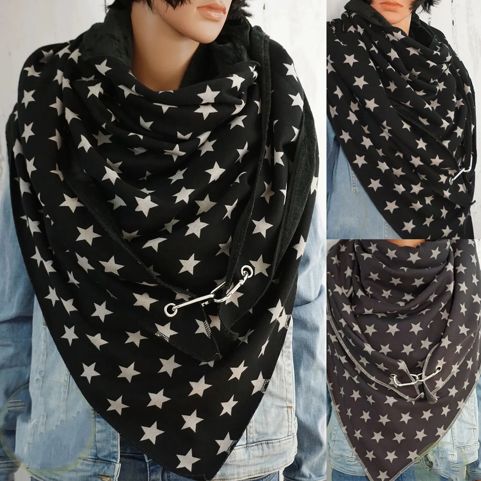 Модная зимняя женская мягкая накидка на пуговицах с принтом 40 # повседневные